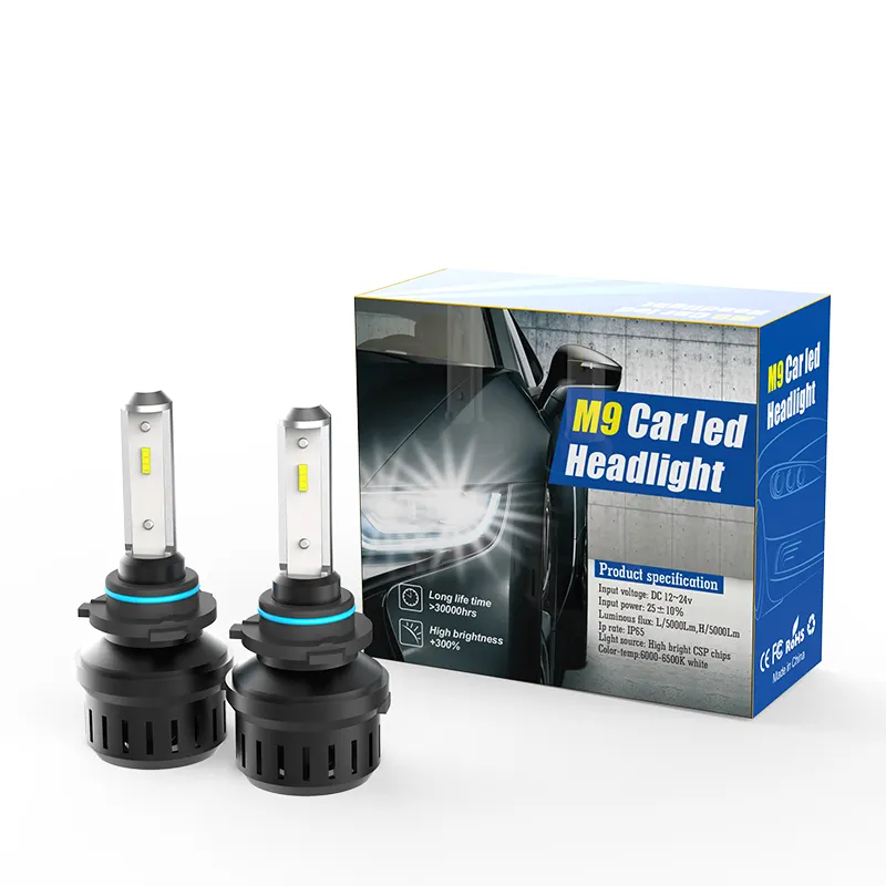 Ampoules au xénon hid pour phares de voiture au xénon, mini 6000k, ultra-brillante, M9, 80W, 8000lm, garantie 12 mois, 9005 hb3 9006 hb4 M9