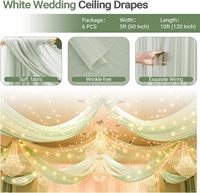 Drapir Langit-langit Chiffon Mewah Bergelombang Panjang - Kain Drapir untuk Acara Pernikahan, Dekorasi Langit-langit Pesta di Aula Perjamuan