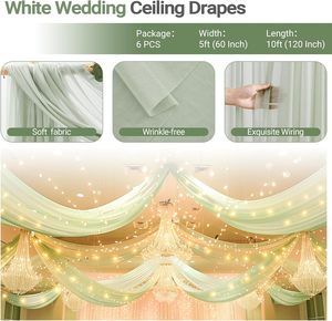 Lussuosi Drappeggi in Chiffon a Onde Lunghe <span class=keywords><strong>per</strong></span> Soffitto - Tessuto Decorativo <span class=keywords><strong>per</strong></span> Matrimoni ed Eventi, <span class=keywords><strong>per</strong></span> Sale da Banchetto e Decorazioni <span class=keywords><strong>per</strong></span> Feste - Product Image 4