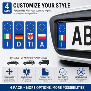 Adesivi Riflettenti Personalizzati per Targa Auto Universali Italiani Europa in PVC - Product Image 3