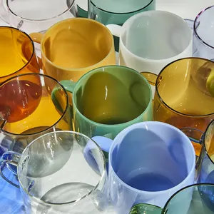 Venta al por mayor de fábrica Color transparente sublimación Borosilicato café vidrio logotipo personalizado pared única vidrio té café agua tazas