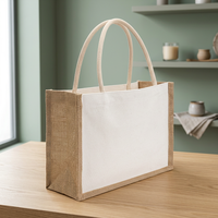 Sac de transport extérieur en jute, capacité 1,9 L, fourre-tout en fibre naturelle de qualité supérieure avec doubles poignées robustes, ouverture supérieure, design réutilisable pour le shopping