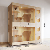 Nichoir moderne multi-niveaux en bois pour chats avec panneaux transparents, idéal pour l'hébergement d'animaux, la présentation en salon, construction robuste en bois massif