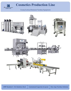 Ligne de production cosmétique clé en main : Homogénéisateur émulsifiant sous vide, mélangeur, machine de remplissage, de bouchage et d'étiquetage automatiques - Product Image 1