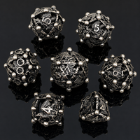 Ensemble de dés polyédriques sphériques DND 7 pièces, en métal creux, faits à la main, écologiques, motif Dragon Orbe en Nickel antique, pour Dungeons & Dragons