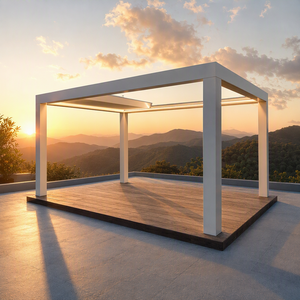 Pérgola Retráctil Motorizada <span class=keywords><strong>de</strong></span> Aluminio <span class=keywords><strong>con</strong></span> Sensor <span class=keywords><strong>de</strong></span> Lluvia, Luz RGB, Impermeable, Ecológica, Gazebo <span class=keywords><strong>de</strong></span> Jardín para Balcón - Product Image 6