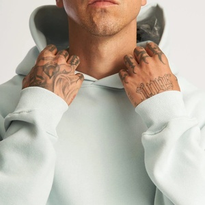 Sweat à capuche pour homme en molleton épais, coupe oversize à épaules tombantes, sans cordons, technique de broderie, imprimé personnalisé - Product Image 3
