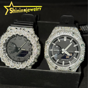 Viền đồng hồ GA2100 mạ bạc 925 đính đá Moissanite, vượt qua bài kiểm tra kim cương, phong cách Hip Hop, phụ kiện đồng hồ Buss Down - Product Image 1