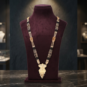 Gold Plated Pendant Mangalsutra, Traditional Designs Mangalsutra, Black Beads Gold Mangalsutra, Gold Filled Jewelry Oro Joyeria. - Product Image 1
