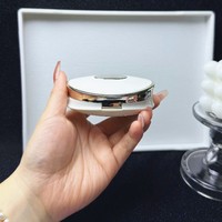 Boîtier de fard à joues ovale de luxe vide avec miroir et plateau pour éponge, 84,5 mm, en plastique, pour poudre cosmétique, OEM ODM personnalisé