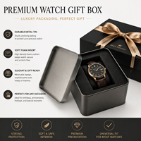 Boîte à montre en métal carrée de luxe avec gravure, conteneur en fer blanc personnalisé imprimé pour emballage cadeau de montres, lunettes et bracelets