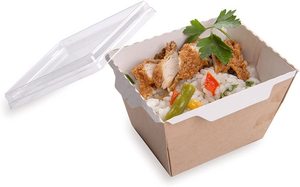 Boîte à déjeuner jetable en papier Kraft, conteneur alimentaire à emporter, couvercles transparents, vendu séparément - Product Image 4
