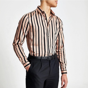 Siqin OEM Manufacturer Latest Designs <strong>Men</strong> Navy Pinstripe <strong>Grandad</strong> Collar Slim Fit Long Sleeve Cotton <strong>Shirt</strong> - Product Image 6