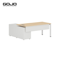 Bureau de direction ergonomique moderne, poste de travail en L durable avec mobilier en bois, poste de travail élégant et écologique pour manager