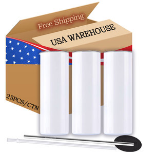 Meilleure vente USA Warehouse 20 oz gobelets droits en acier inoxydable à double paroi 20 oz gobelets skinny à sublimation avec paille