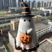 Figurines de fantômes d'Halloween, décorations mignonnes et effrayantes en résine avec citrouille, centre de table pour fête à la maison ou pour la fête d'Halloween