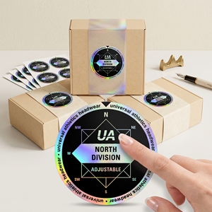 Customised Shape Self Adhesive Die Cut Hologram <b>Gift</b> Box Sticker , Eco Friendly Waterproof Vinyl Holographic <b>Labels</b> Printing - Product Image 1