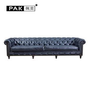 أريكة فاخرة مخصصة عتيقة <span class=keywords><strong>3</strong></span> مقاعد من الجلد الطبيعي مقطعية لغرفة المعيشة ، طقم أثاث منزلي للفنادق والفيلات - Product Image 2