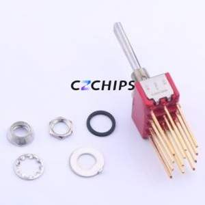 7403P1CWWBE Toggle Switch Through hole Component (THT) Switch 4-Pole Double Throw 20V 20V Cylindrical Knob - Product Image 1