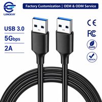 LUNG KAY Memproduksi Kabel Data USB 3.0 5Gbps 2A USB a Male to Male Premium untuk PC HDD SSD Custom OEM ODM