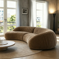 Canapé modulaire incurvé moderne en tissu doux pour salon avec coin arrondi, style italien de luxe