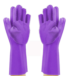 Customized Logo Reusable Kitchen <b>Silicone</b> Dishwashing Scrubber Glove <b>Waterproof</b> Cleaning Glove - Product Image 2