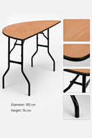 Table pliante moderne demi-ronde en contreplaqué pour salle à manger, extérieur et salon – Portable pour mariages, banquets et événements