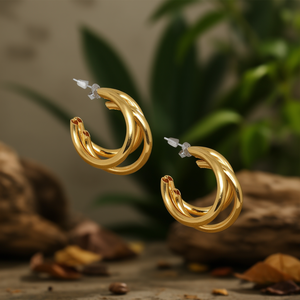 Boucles d'oreilles créoles en acier inoxydable plaqué or PVD, métal 316L, durables, résistantes, bijoux tendance pour femmes - Product Image 3