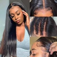 Peluca de Cabello Humano Virgen Vietnamita Liso Natural de Primera Calidad con Encaje Frontal Invisible HD 13x6 para Estilistas