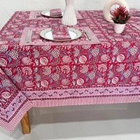 Nappe ronde en coton 100% à imprimé floral Paisley bordeaux, couverture décorative pour table à manger, décoration de cuisine et de maison