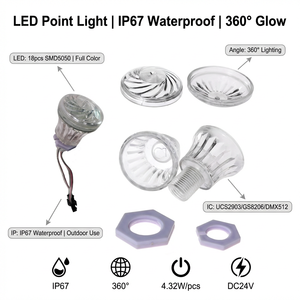 OEM ODM Certifié UL 360 °   Lumières LED Cabochon pour <span class=keywords><strong>l</strong></span>'Éclairage de Parcs d'Attractions, IP68 SMD5050 RGBW DC24V pour Parcs Thématiques et Façades de Bâtiments - Product Image 1