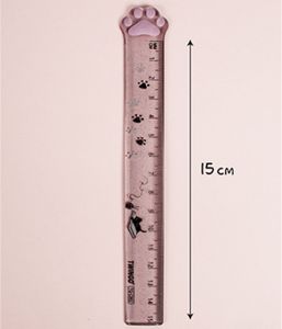 Regla de garra de gato, 15cm, plástico transparente, escuela primaria, linda chica, dibujo de corazón, Regla de medición, papelería de dibujos animados Coreanos - Product Image 4