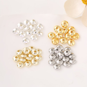 18K <b>copper</b> gold abacus beads, smooth <b>copper</b> beads, UFO beads, DIY <b>bracelet</b> spacer beads, handmade beading, small gold beads D123 - Product Image 1