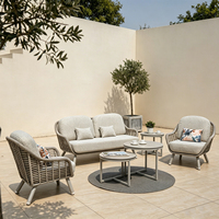 Ensemble de table basse moderne en aluminium en forme de T OSMEN avec design rond pour jardin, terrasse et balcon