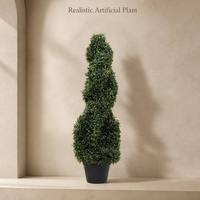 Arbre topiaire artificiel en spirale double hélice, en pot, pour décoration intérieure, réaliste, faux vert, PE écologique, durable