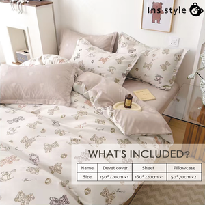 Bộ chăn ga gối đệm 4 món phong cách hiện đại, dùng được quanh năm, khuyến mãi nóng, họ<span class=keywords><strong>a</strong></span> tiết hoạt hình gấu dễ thương 3D dành cho bé trai và bé gái - Product Image 3