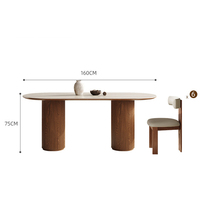 Französisches Modernes Luxus-Esszimmer-Set aus Massivholz mit Gesinterter Steinplatte Kompakter Ovaler Designer-Esstisch