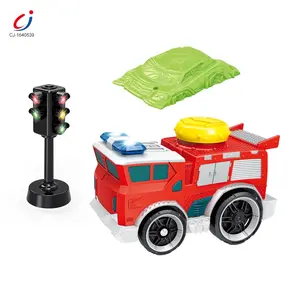 Coche de simulación de luz de tráfico para niños pequeños, camión de bomberos eléctrico con sonido ligero