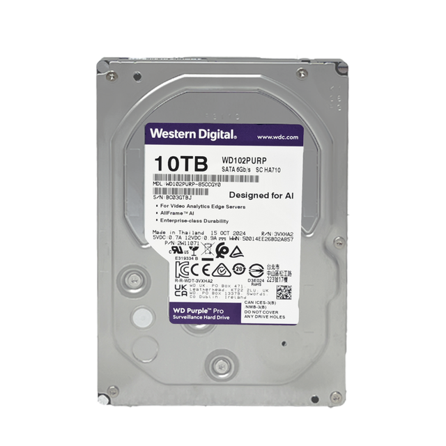 WD102PURP/WD101EJRP Purple 10TB Pro -Grade AI SATA 512MB Cache 7200 RPM Hard Drive