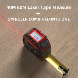 5m 스틸 테이프 눈금자 60m 레이저 테이프 측정 레이저 거리 측정기 디지털 디스플레이 Lcd 화면 Usb 충전기 레이저 테이프 측정