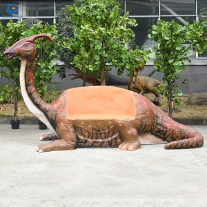 CCFD02 Pabrik Disesuaikan Fiberglass Dinosaurus Realistis Resin Bench Dinosaurus Bangku untuk Dekorasi Taman