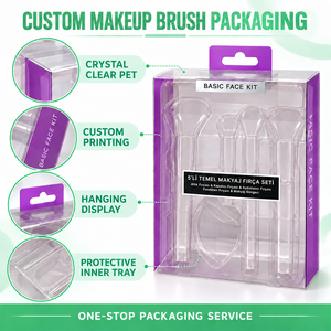<span class=keywords><strong>Scatola</strong></span> Pieghevole Personalizzata in RPET Trasparente con Linguetta per Appendere, per Pennelli da Trucco - Servizio di Imballaggio Completo con Stampa UV - Product Image 2