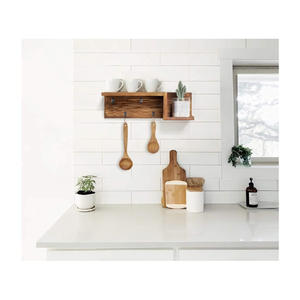 Porte-clés en <span class=keywords><strong>bois</strong></span> pour mur, organisateur décoratif pour courrier <span class=keywords><strong>et</strong></span> clés avec 4 crochets pour clés, étagère flottante murale - Product Image 5