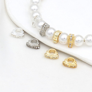 18K gold plated, color-preserving, diamond-<b>set</b>, perforated <b>beads</b>, jewelry accessories, bracelet spacer <b>beads</b>, loose <b>beads</b>, - Product Image 3
