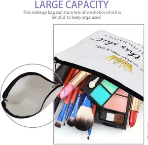 KAISEN Makeup Bag Pouch Canvas Makeup Cosmetic Bag Plain Custom Cheap Blank Cotton Zipper Pouch Natural Makeup Storage Bag