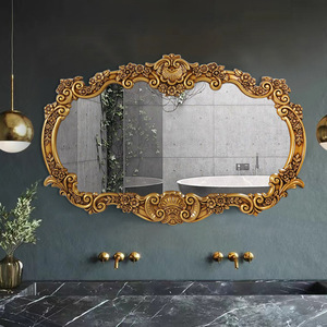 Espejo de Baño Tallado de Estilo Europeo, Espejo Decorativo de Gran Tamaño para Colgar en la Pared del Hogar, Espejo Decorativo para Porche, Estilo Art <span class=keywords><strong>Deco</strong></span> Europeo, Diseño Tallado - Product Image 1