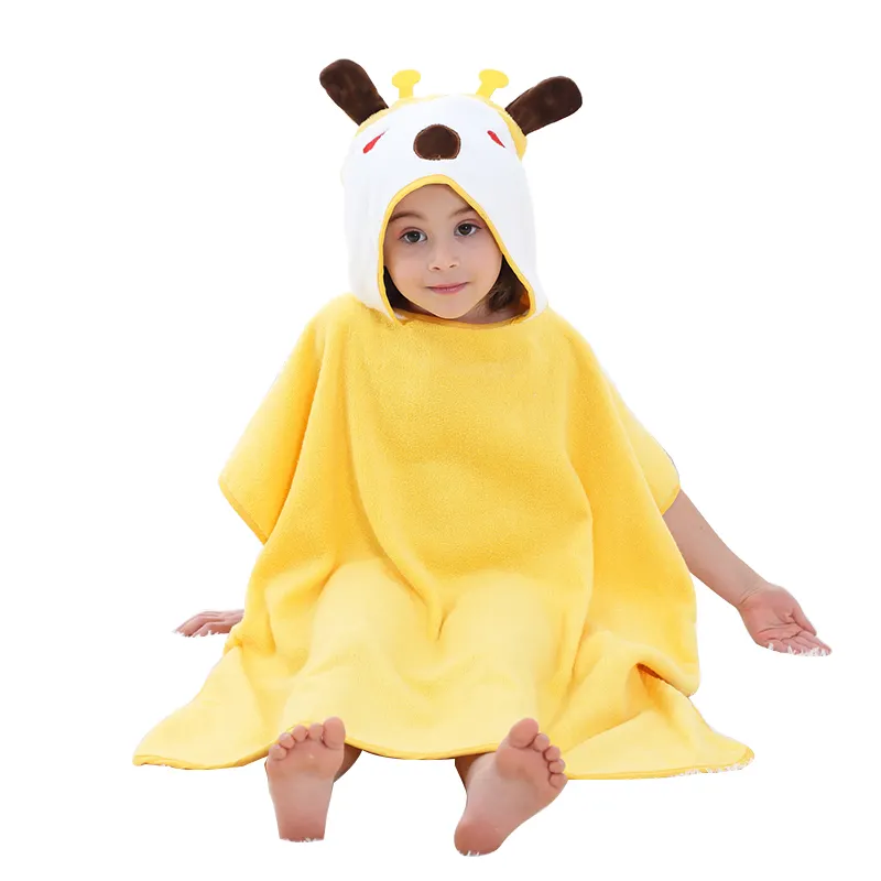 MICHLEY-toallas con capucha de diseño de jirafa para niñas, Poncho, bata de playa para niños pequeños