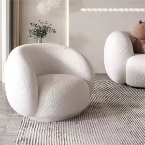 Sillón Puff Pequeño de Bouclé, Moderno y Lujoso, para Sala de Estar Individual, Ideal para Descanso y Relajación - Product Image 1