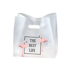 Transparent shopping plastic hand bags clothing gift cartoon printed packaging bag takeaway bag for bakery