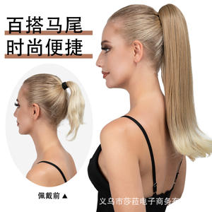 วิกผมหางม้าแบบยาวหลายชั้นสไตล์ยุโรปอเมริกันสำหรับผู้หญิง ทำจากเส้นใยทนความร้อนสูง ดีไซน์โค้งงอสมจริง ใช้ได้สองแบบ - Product Image 4